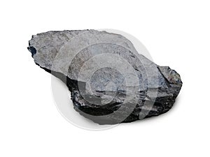 Stone formed from limestone and shale isolated on white background.