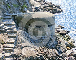 Stone fortifications of Monterosso al Mare, a small town in province La Spezia, Liguria, Italy.