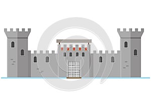 Stone fortress. Flat style vector illustration isolated