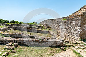 Stone foundation of an ancient fortress on Kaliakr cape in Bulgaria