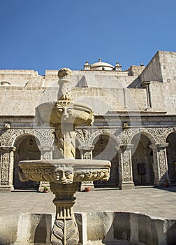 Stone fountain. Church La Compania , Arequipa, Per photo