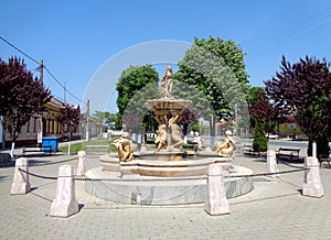 Stone Fountain with decorations and sculptures - Pecica, Arad County, Romania