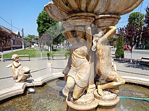 Stone Fountain with decorations and sculptures - Pecica, Arad County, Romania