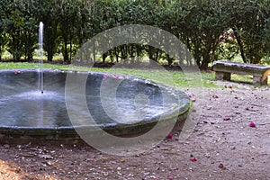 Stone fountain in a garden, in Pontevedra, Galicia Spain photo