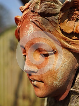 Stone Garden Face Ornament Female