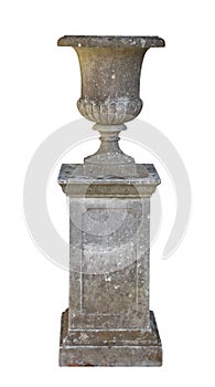 Stone garden urn on plynth
