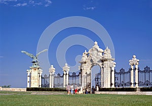 Stone gate and fence Buda royal castle