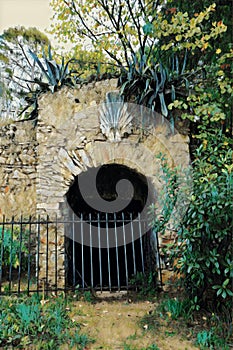 Stone gate underground cellar