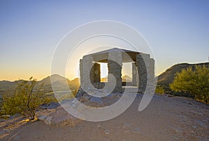 Stone Gazebo At The Summit of Sentinel Peak in Tucson, Arizona
