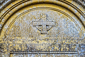 Stone Greek Cross Saint Laurent Church Normandy France