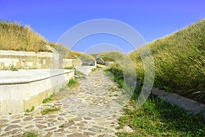 Stone and green road in Ã‡anakkale Turkey