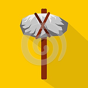 Stone hammer icon, flat style
