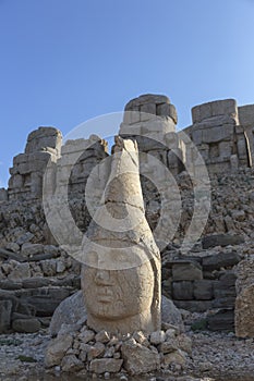 Stone head statues at Nemrut Mountain in Turkey