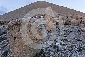 Stone head statues at Nemrut Mountain in Turkey