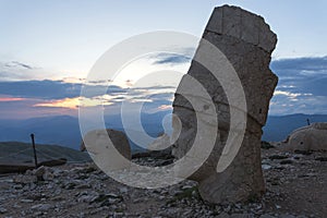 Stone head statues at Nemrut Mountain in Turkey