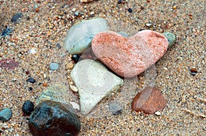 Stone heart, heart-shaped sea stone