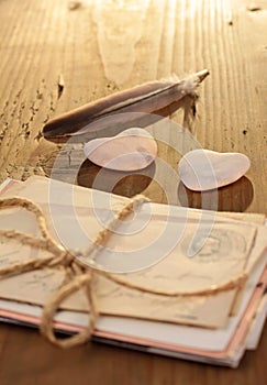 Stone heart with tied letters