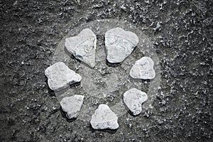 stone hearts on a rock foundation