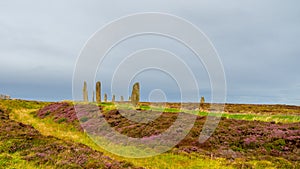 Stone henge at the Ring of Brodgar, Orkney, Scotland. Neolithic