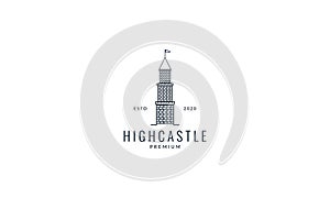 Stone high castle tower logo vector icon illustration design