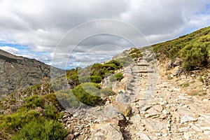 tone hiking trail to the Laguna Grande de Gredos, Spain. photo