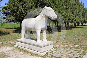 Stone horse in the Eastern Royal Tombs of the Qing Dynasty, chin photo