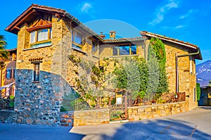 The stone house in Carona, Switzerland