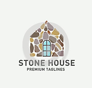 Stone house logo vector