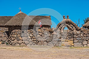 Stone house in the peruvian Andes Puno Peru