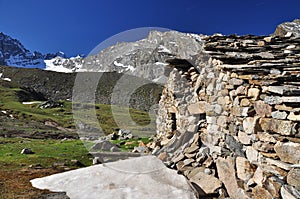 Stone house ruin, Gran Paradiso, Aosta Valley, Italy