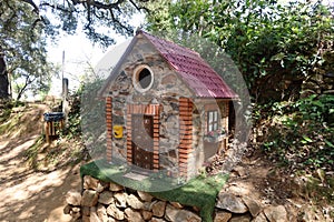Stone house of the three little pigs in the village of Jabugo, Huelva, Spain