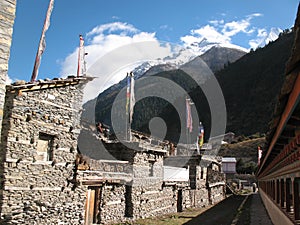 Stone houses at hilly region manang nepal