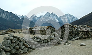 Stone houses in the Himalayas photo