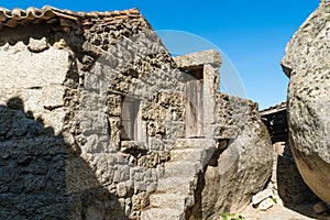 Stone houses and nerrow historical streets in Monsanto village,