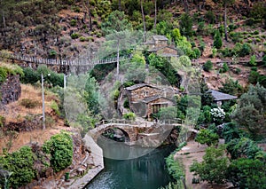 Stone houses of the village Foz de Egua, Portugal