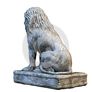 Stone isolated on white lion sculpture 3d illustration rendering