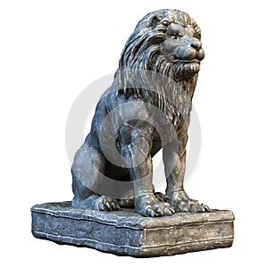 Stone isolated on white lion sculpture 3d illustration rendering