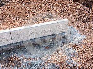 Stone kerb construction site image