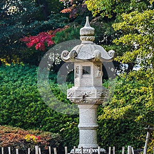 Stone lantern in front of Okayama castle
