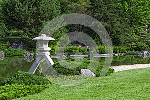 Stone lantern in a Japanese garden