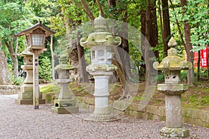 Stone lanterns at Kashima Shrine Kashima jingu Shrine in Kashima, Ibaraki Prefecture, Japan.