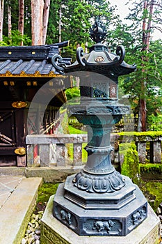 Stone lanterns in Taiyuin Temple in Nikko, Japan.