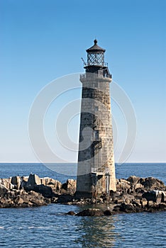 Stone Lighthouse on Boston Harbor