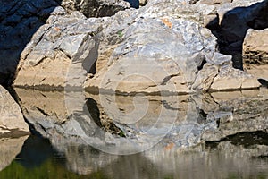 A stone like a devil under Devil`s Bridge in Arda river and Rhodopes mountain, Bulgaria