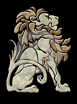 Stone lion architectural motif