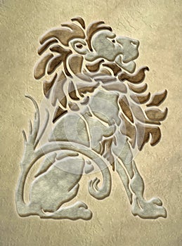 Stone lion architectural motif