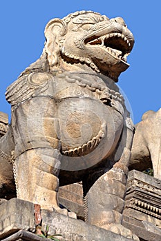 Stone Lion at Bhaktapur Durbar Square