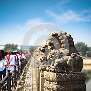 Stone lion closeup in beijing