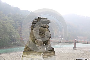 This is Stone lion of Dujiangyan