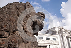 Stone Lion at Hanuman Dhoka Palace , Kathmandu Nepal